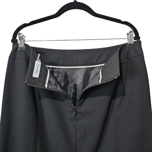 Calvin Klein High Rise Luxe Stretch Knee Length Black Lined Pencil Skirt - Picture 4 of 6